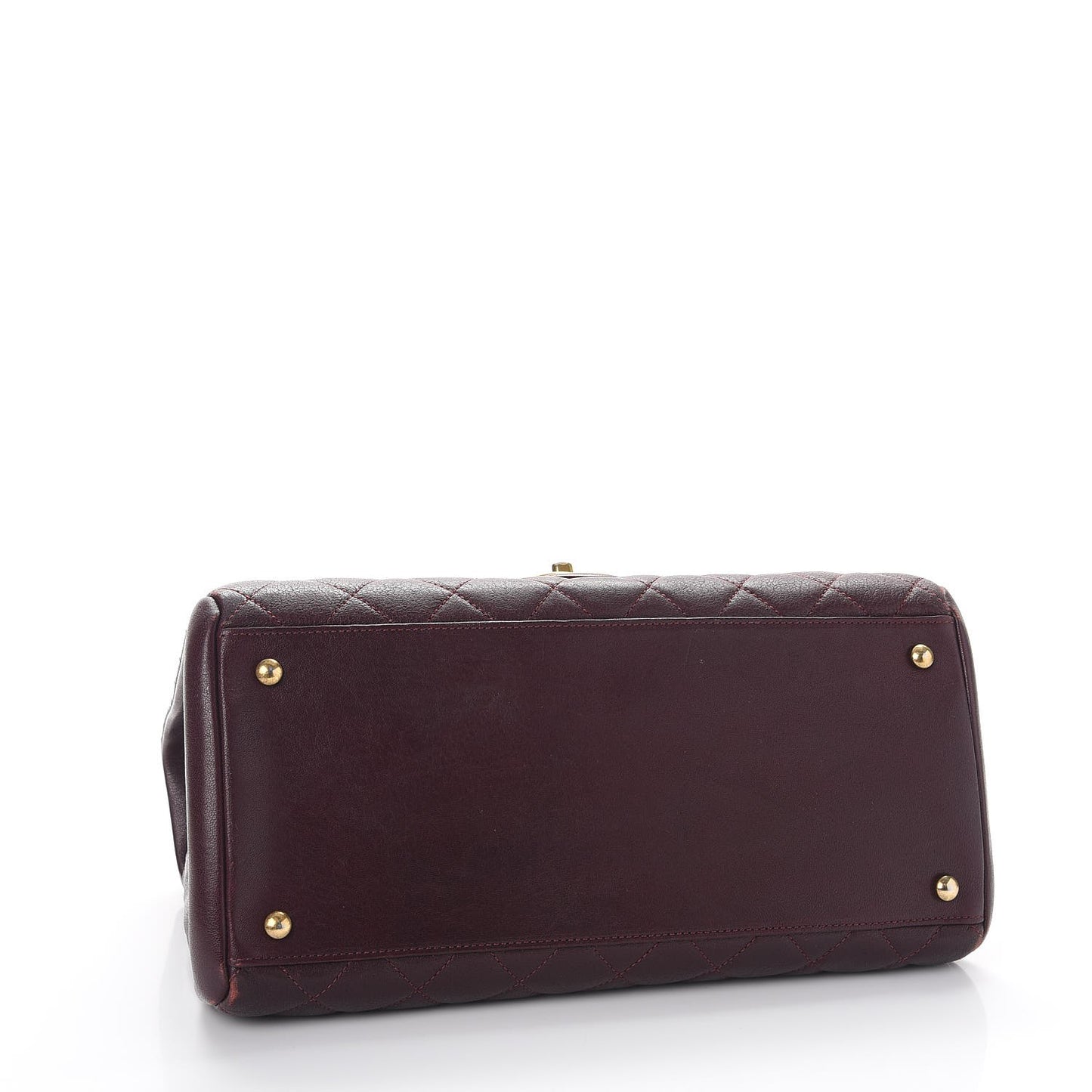 Shiny Sheepskin Quilted Large Trapezio Flap Dark Burgundy