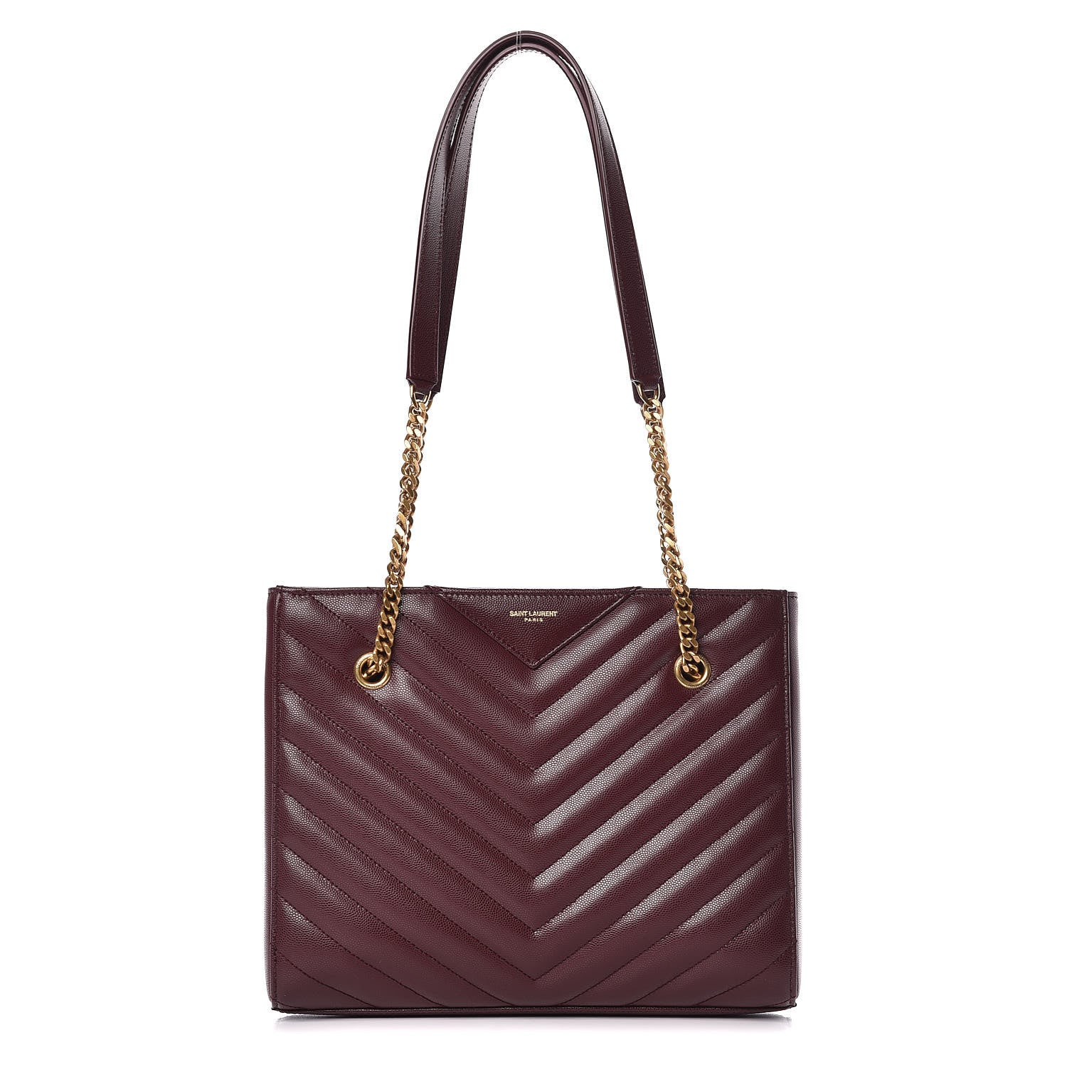 Saint Laurent Grain de Poudre Matelasse Chevron Small Tribeca Shopping Bag Garnet 1 of 10