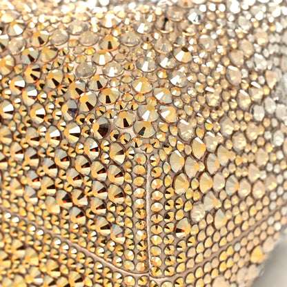 Jimmy Choo Satin Hotfix Crystal Embellished Bon Bon Bucket Bag Gold Silver 10 of 10