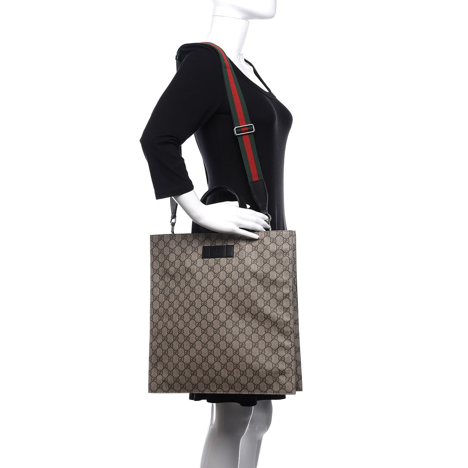 Gucci Soft GG Supreme Monogram Web Vertical Tote Black 2 of 10