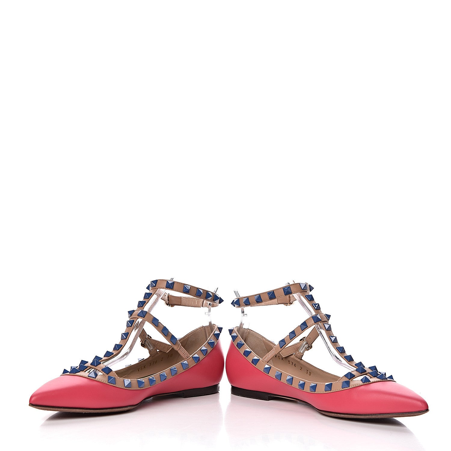 Valentino Garavani Nappa Rockstud Cage Ballerina Flats 38 Deep Fuxia 5 of 14