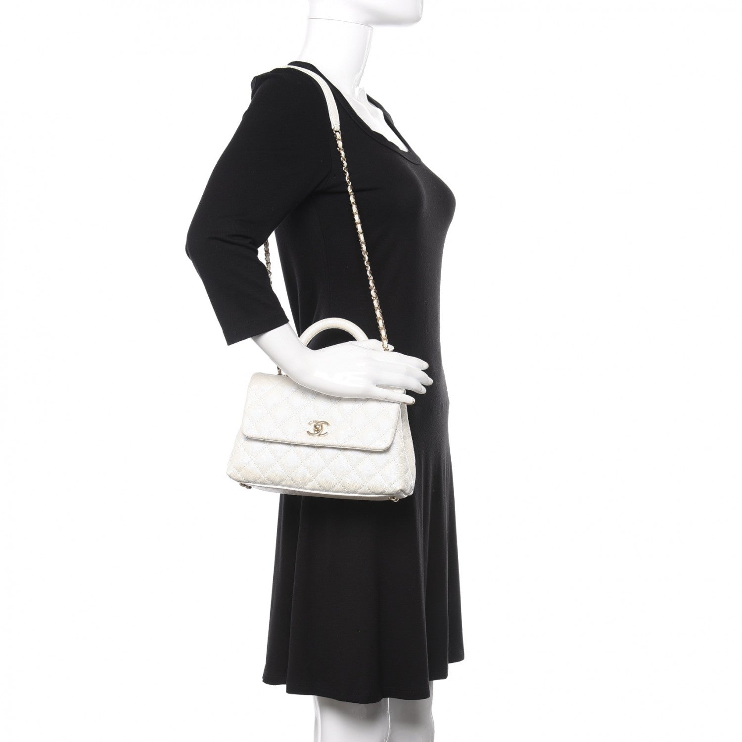 Chanel Iridescent Caviar Quilted Mini Coco Handle Flap White 2 of 10