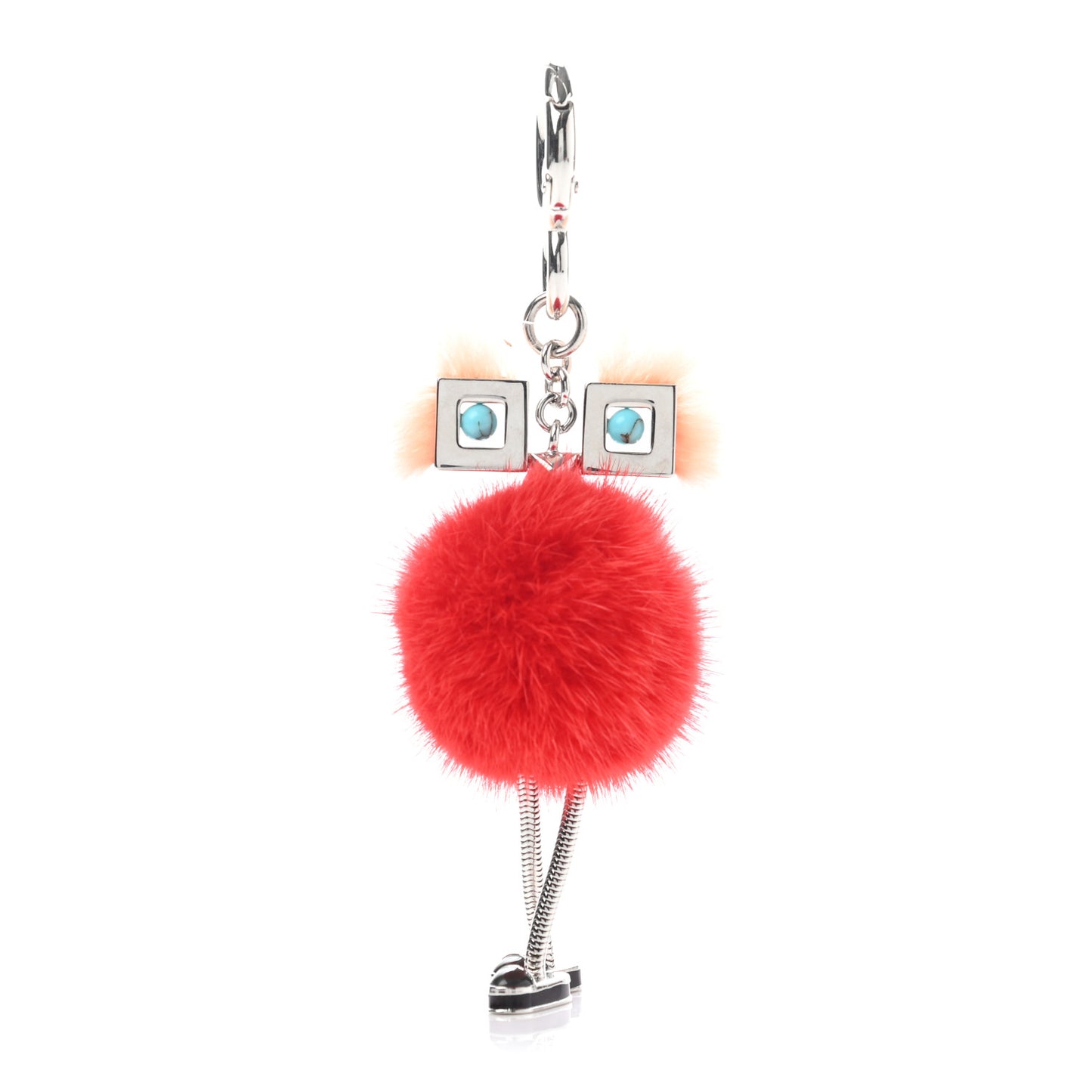 Metal Mink Fur Hypnoteyes Chick Pom Pom Bag Charm Palladium Palmspring Strawberry