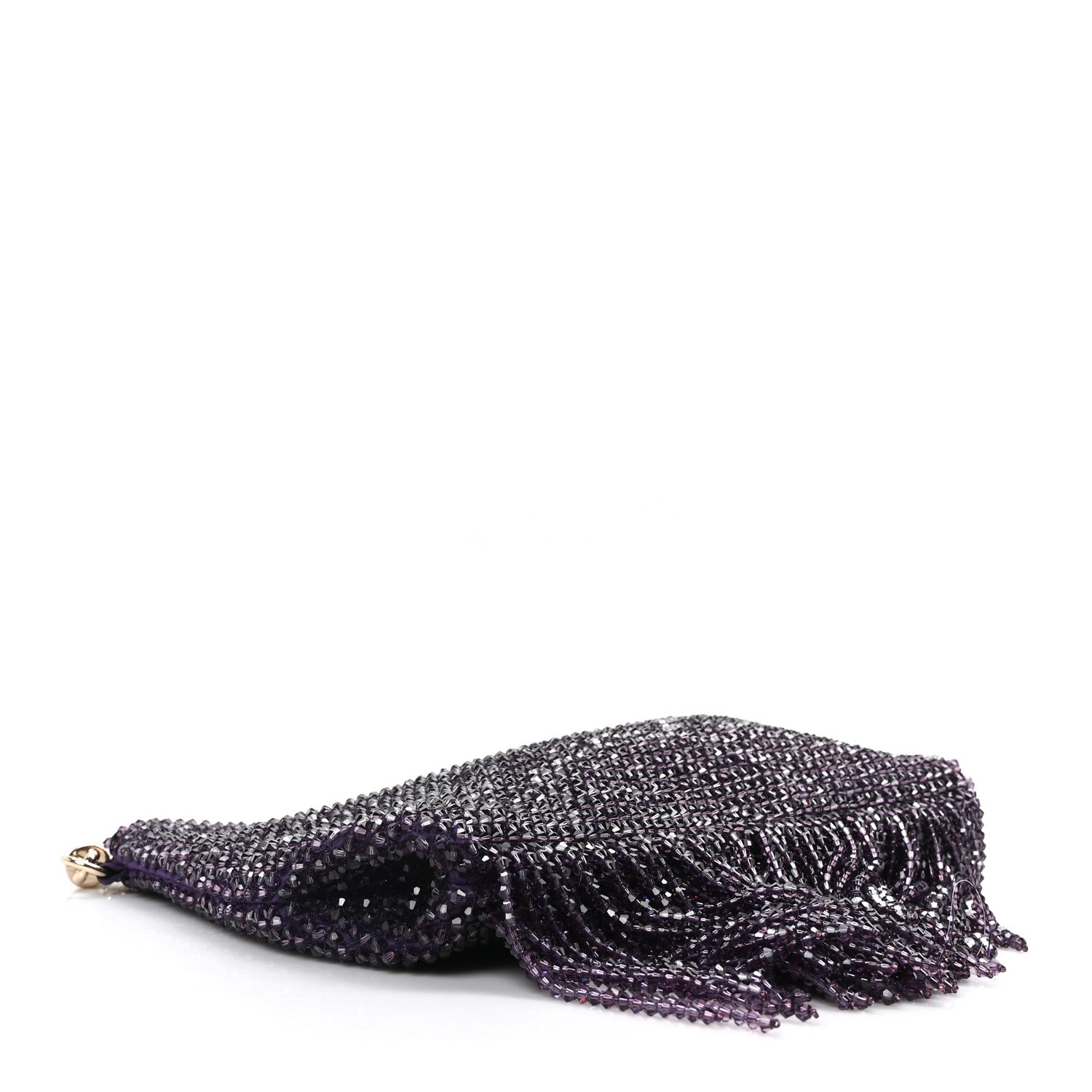 Jimmy Choo Satin Bead Embellished Callie Fringe Tassel Chain Evening Bag Cassis 4 of 9