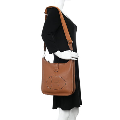 Hermes Taurillon Clemence Evelyne III PM Gold 2 of 15
