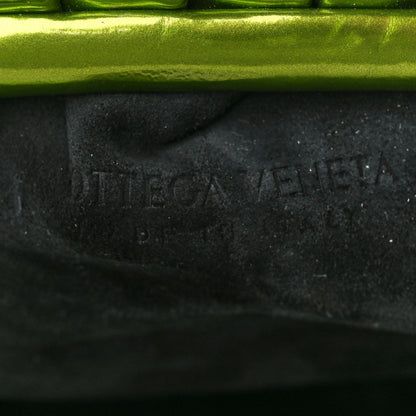 Bottega Veneta Metallic Crushed Calfskin Teen Pouch Chlorophyll 8 of 11