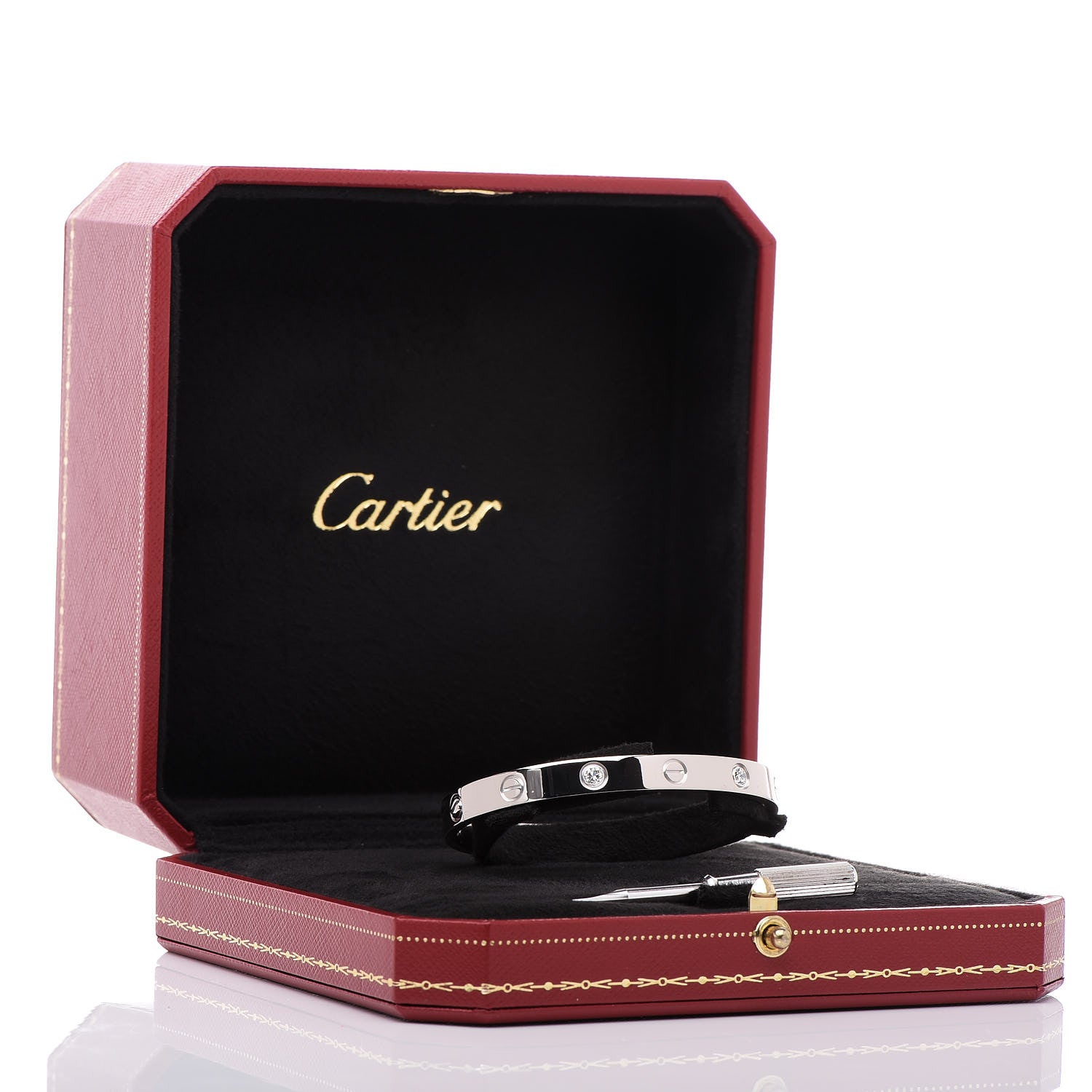 Cartier 18K White Gold 4 Diamond LOVE Bracelet 16 7 of 7