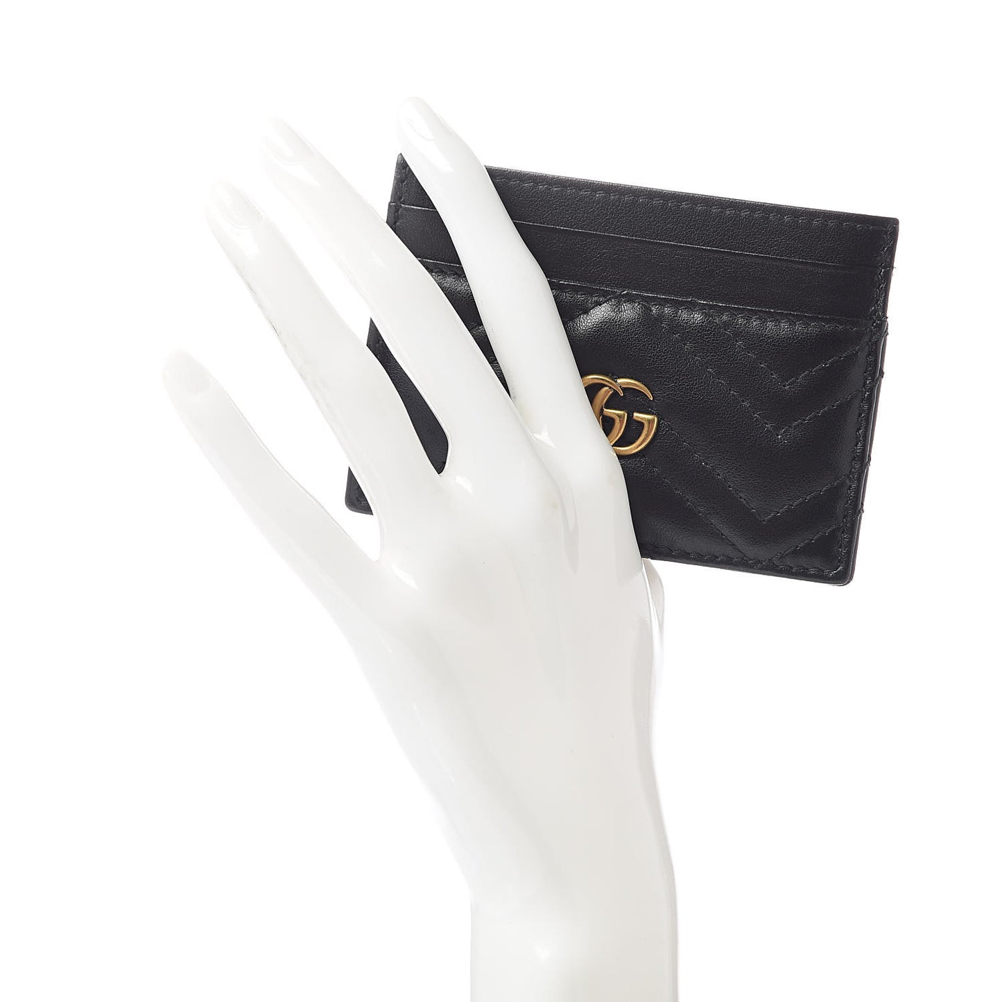 Calfskin Matelasse GG Marmont Card Holder Black