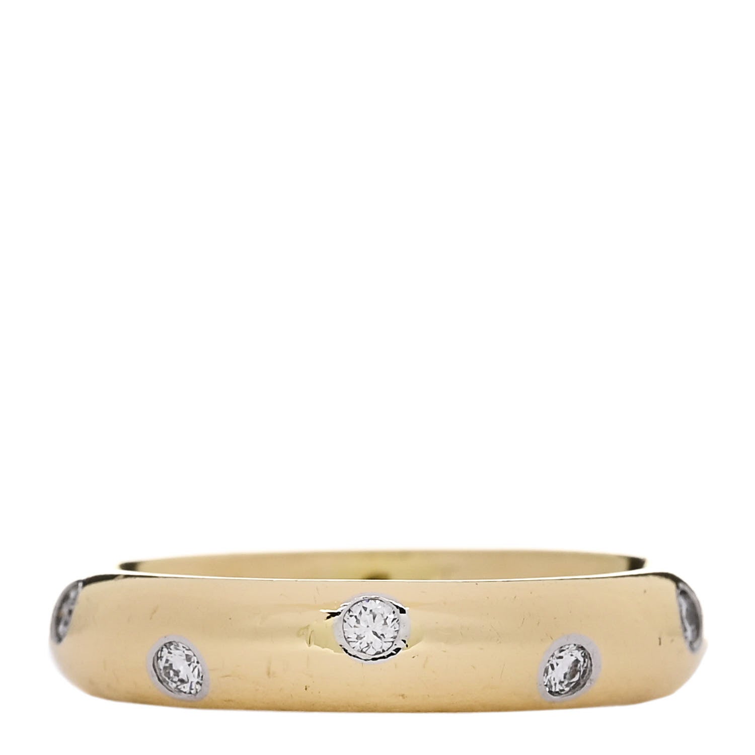 Tiffany 18K Yellow Gold Platinum Diamond 4mm Etoile Band Ring 54 7 1 of 5