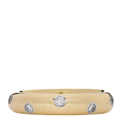 Tiffany 18K Yellow Gold Platinum Diamond 4mm Etoile Band Ring 54 7 1 of 5