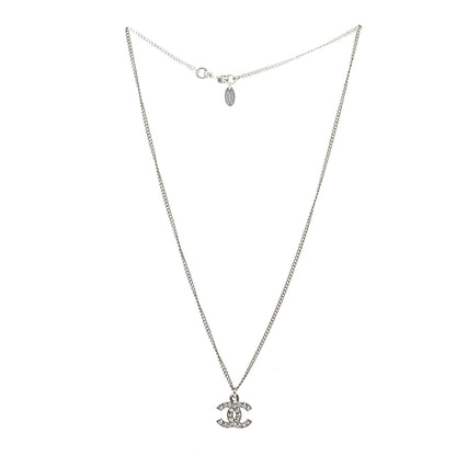 Chanel Crystal Timeless CC Necklace Silver 3 of 5