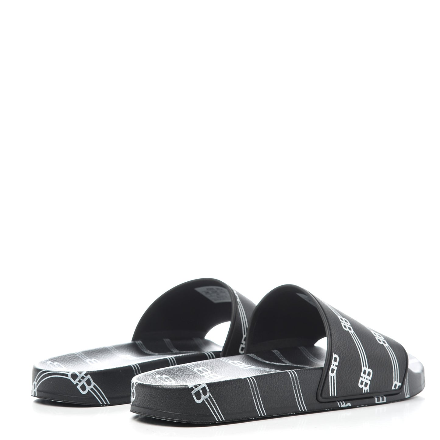 Rubber License Logo Print Mens Pool Slide Sandals 41 Black White