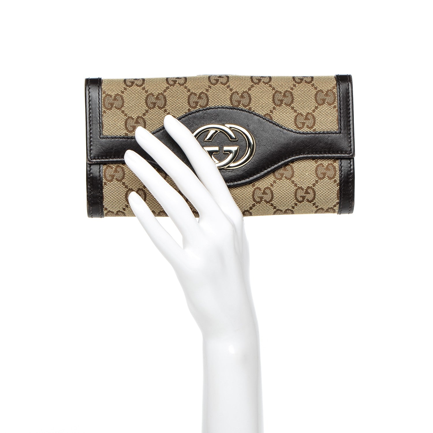 Gucci Monogram Margaux Calfskin Sukey Continental Organizer Wallet Beige Ebony Cocoa 2 of 8