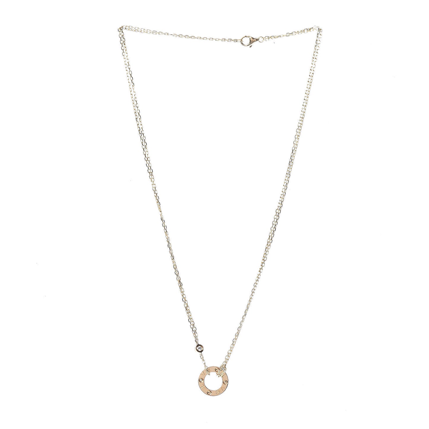 18K Yellow Gold 2 Diamond LOVE Necklace