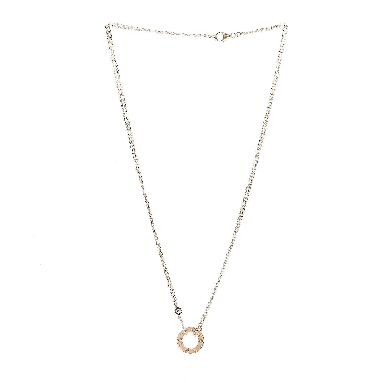 Cartier 18K Yellow Gold 2 Diamond LOVE Necklace 3 of 7