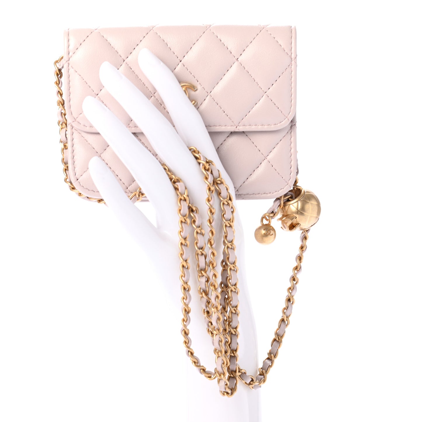 Lambskin Quilted Pearl Crush Clutch With Chain Light Purple