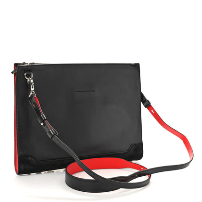 Christian Louboutin Calfskin Suede Studded Skypouch Crossbody Clutch Black 3 of 8