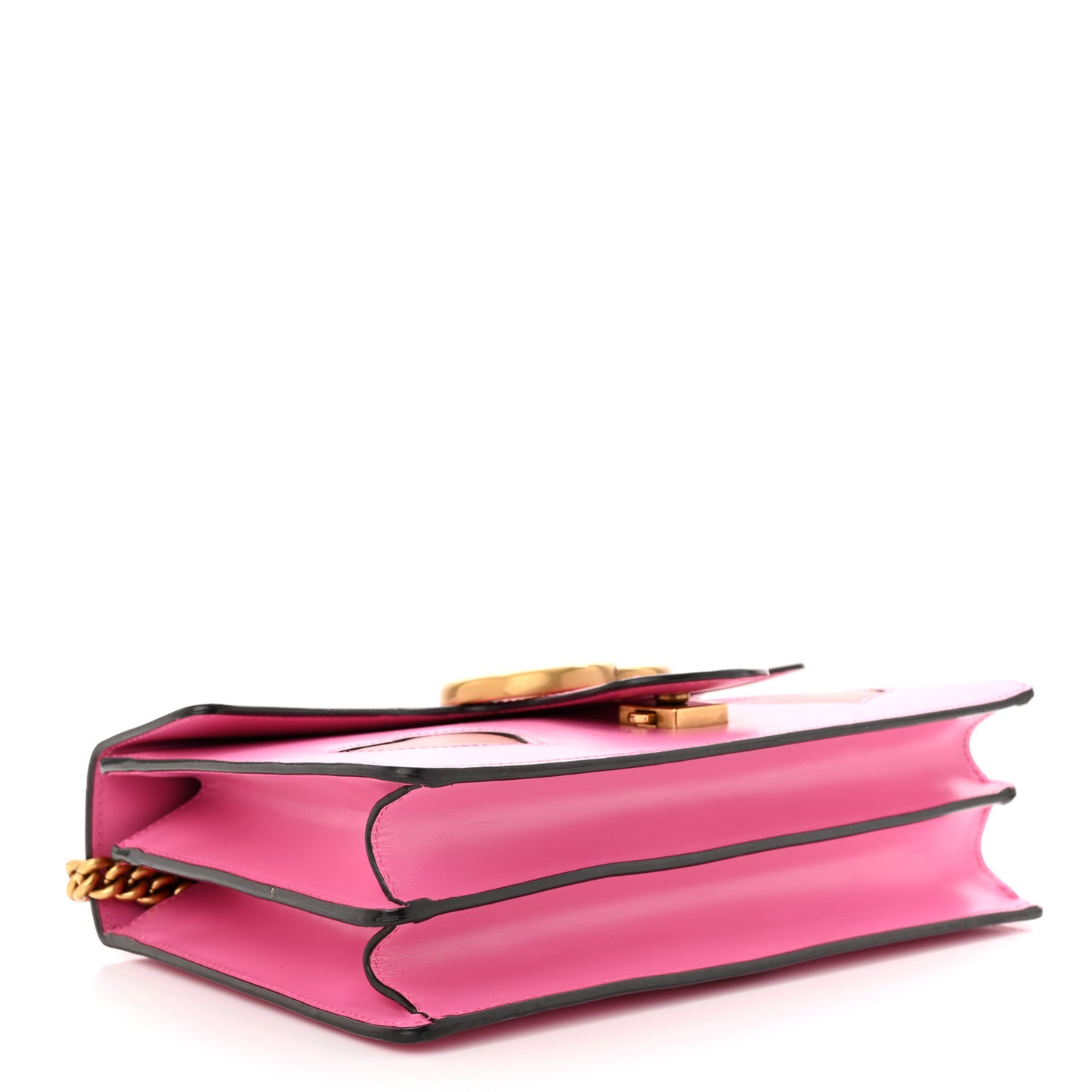 Knight Calfskin Malaga Kid Heart Medium GG Marmont Chain Handle Bag Tropical Pink Flower Hibiscus Red Multicolor