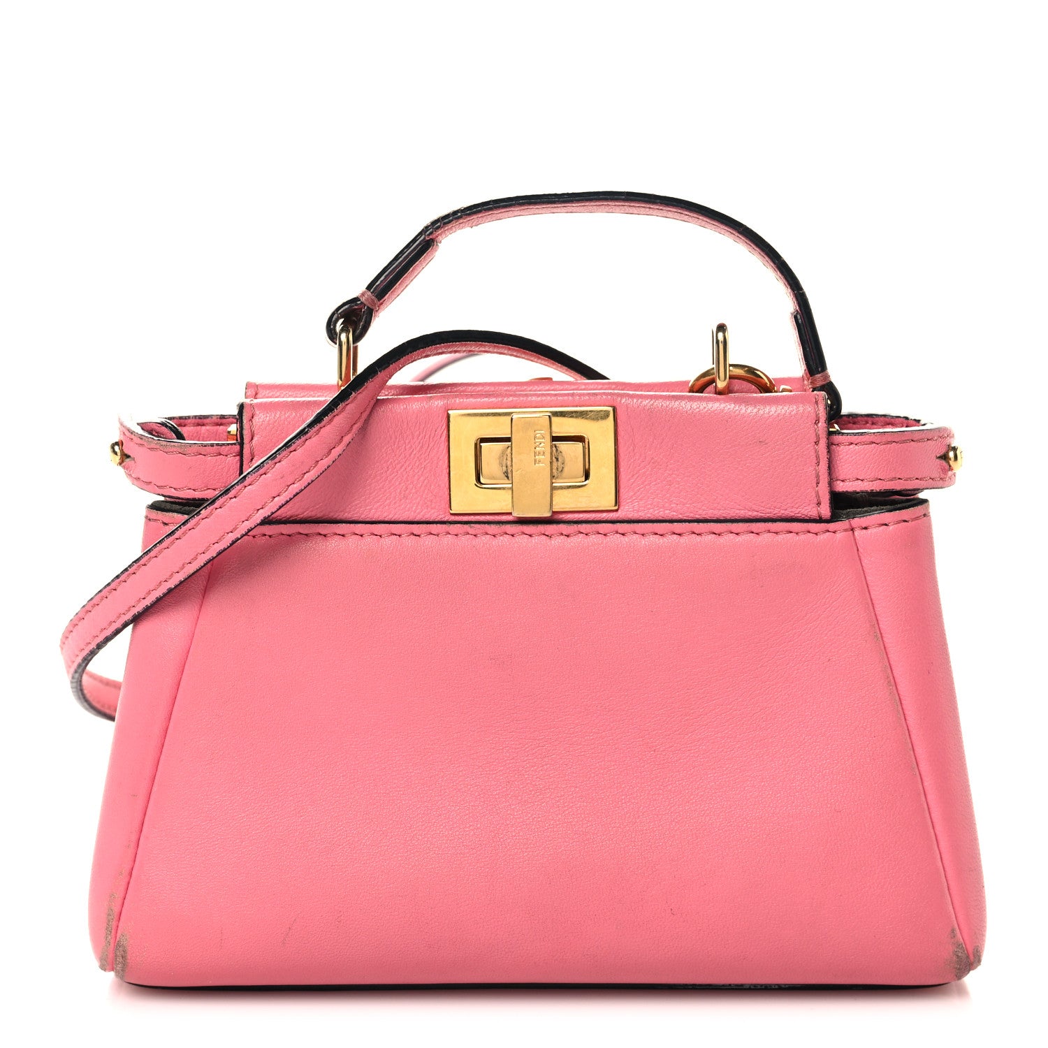Fendi Shiny Nappa Micro Peekaboo Iconic Satchel  Rosa Fluo 1 of 11