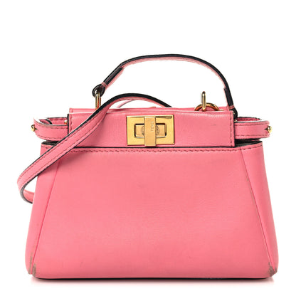 Fendi Shiny Nappa Micro Peekaboo Iconic Satchel  Rosa Fluo 1 of 11