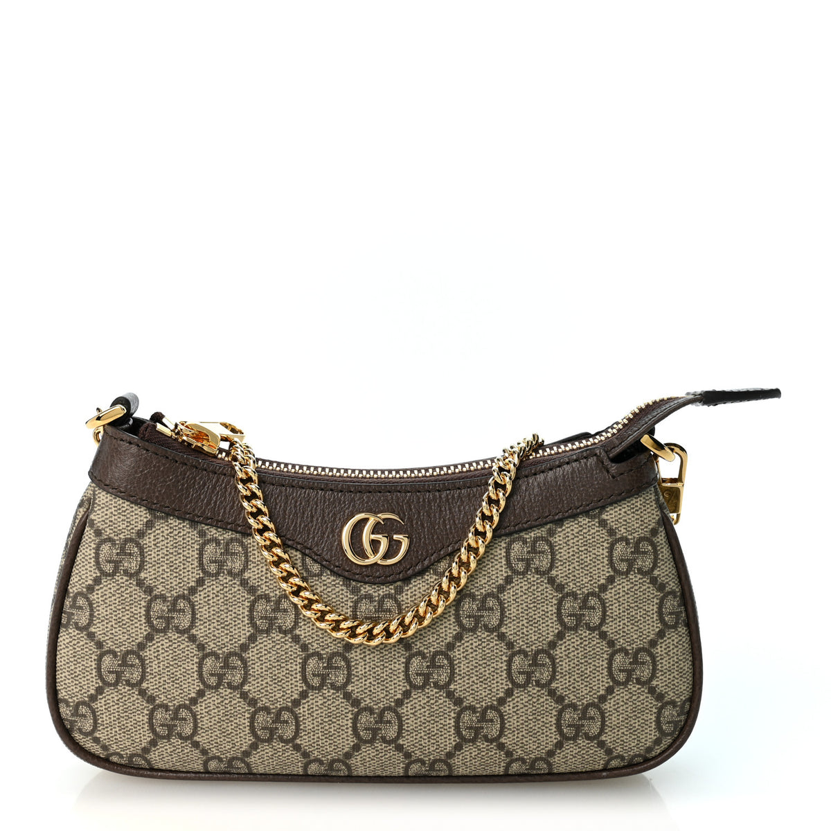 Gucci GG Supreme Monogram Textured Dollar Calfskin Mini Ophidia Chain Bag Beige Ebony 1 of 10