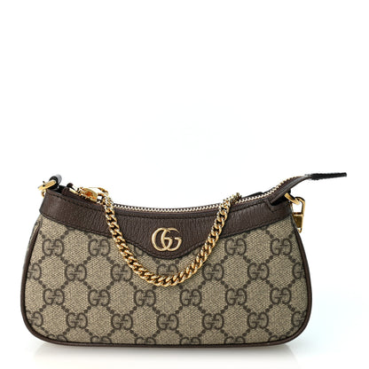 Gucci GG Supreme Monogram Textured Dollar Calfskin Mini Ophidia Chain Bag Beige Ebony 1 of 10