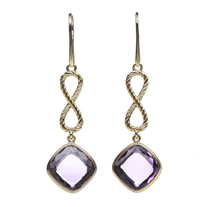 David Yurman 18K Yellow Gold Amethyst Infinity Drop Earrings 1 of 4