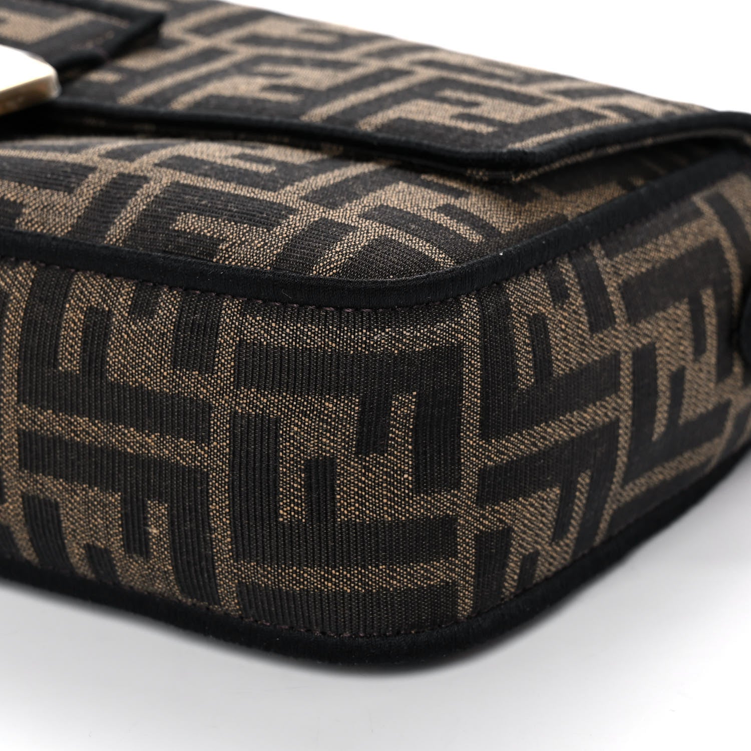 Fendi Fabric Jacquard FF 1974 Medium Baguette Tobacco Moro Black 12 of 12