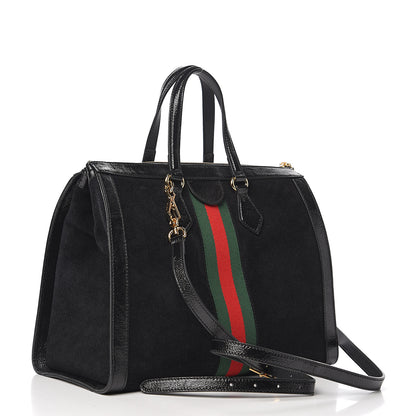 Gucci Suede Patent GG Web Medium Ophidia Tote Bag Black 2 of 9