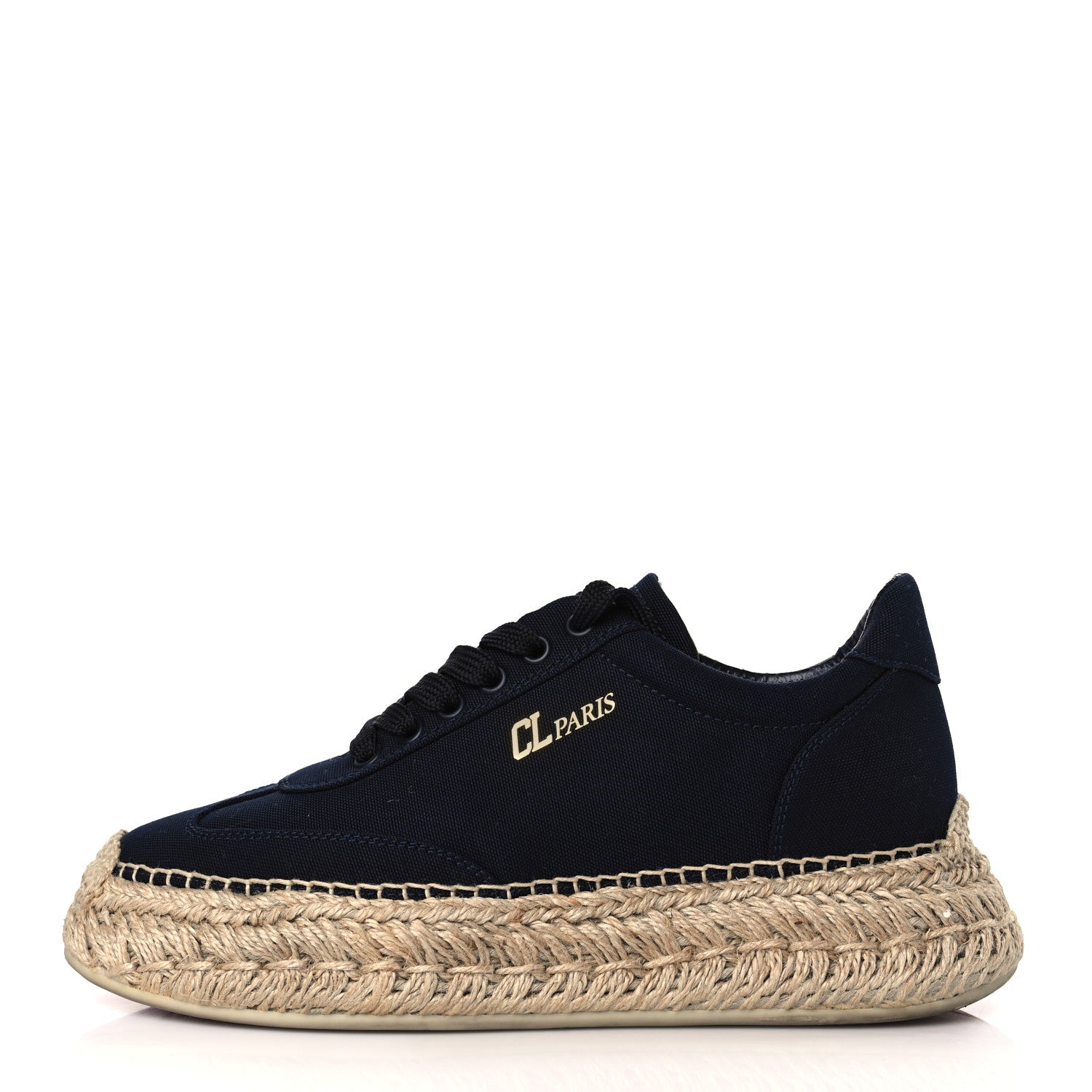 Christian Louboutin Toile Calfskin Espasneak Flat Sneaker 37 Obscur 1 of 8