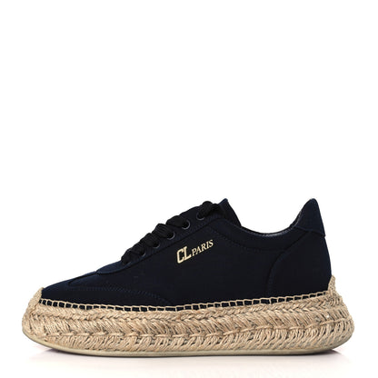 Christian Louboutin Toile Calfskin Espasneak Flat Sneaker 37 Obscur 1 of 8
