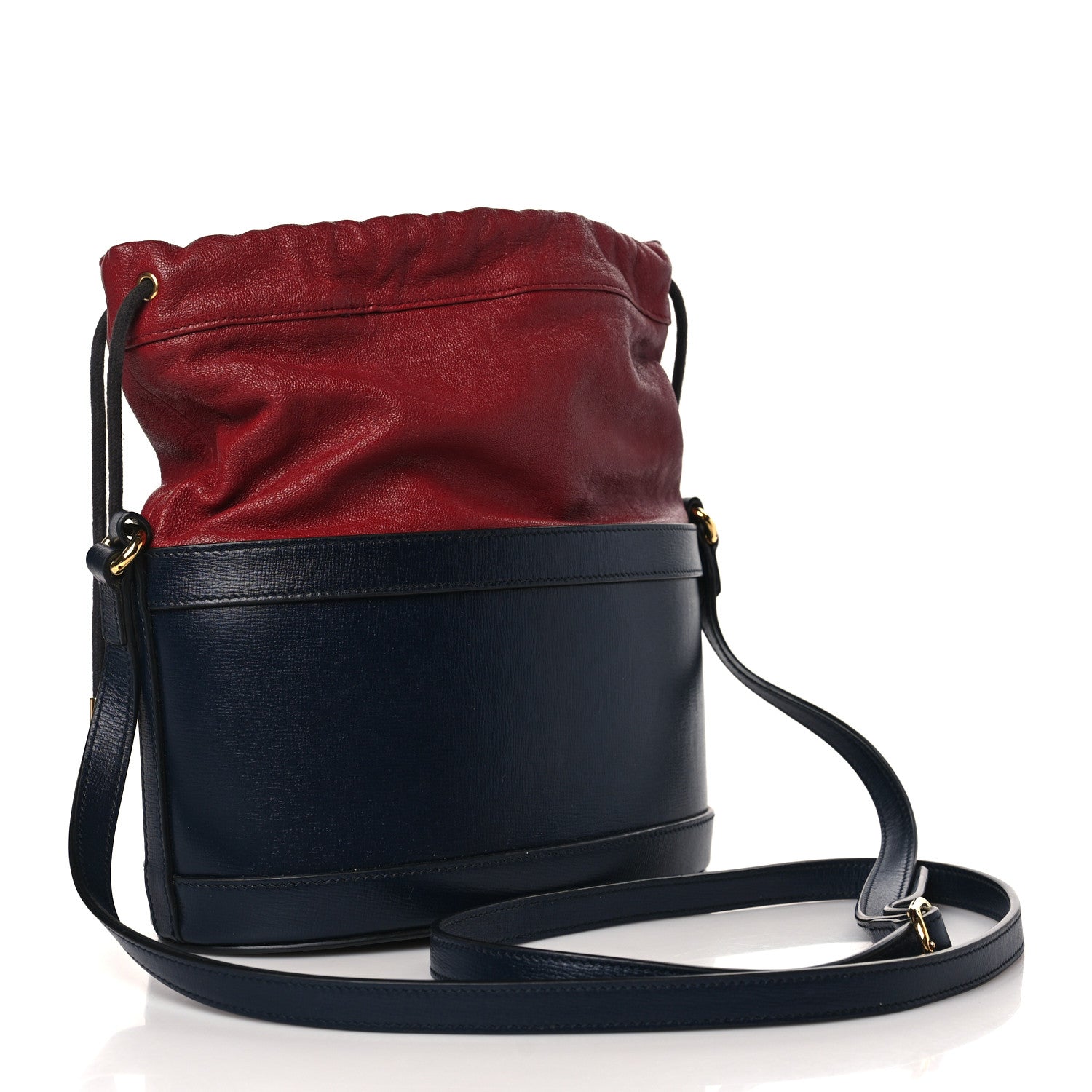 Gucci Azalea Sakai Be Green Calfskin Horsebit 1955 Drawstring Bucket Bag Blue New Cherry Red 3 of 9