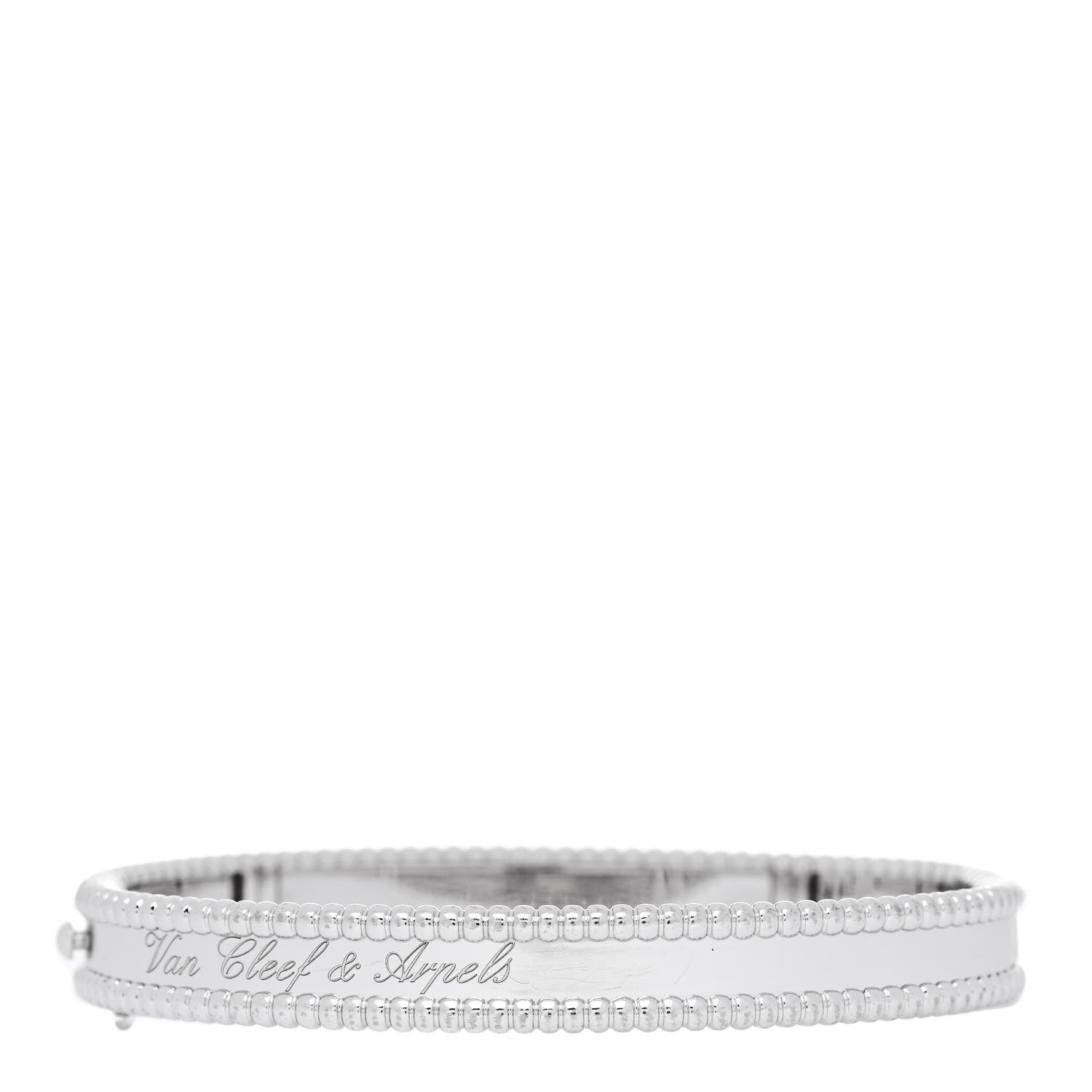 Van Cleef & Arpels 18K White Gold Perlee Signature Bangle Bracelet M 2 of 3