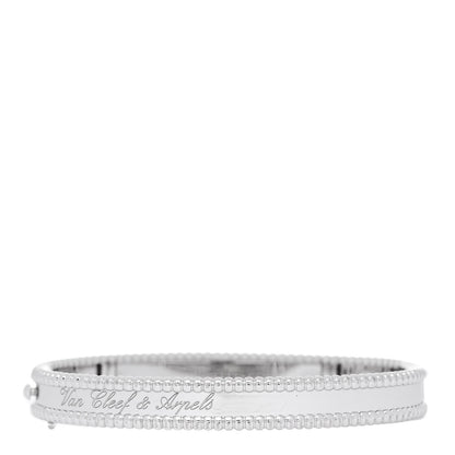 Van Cleef & Arpels 18K White Gold Perlee Signature Bangle Bracelet M 2 of 3