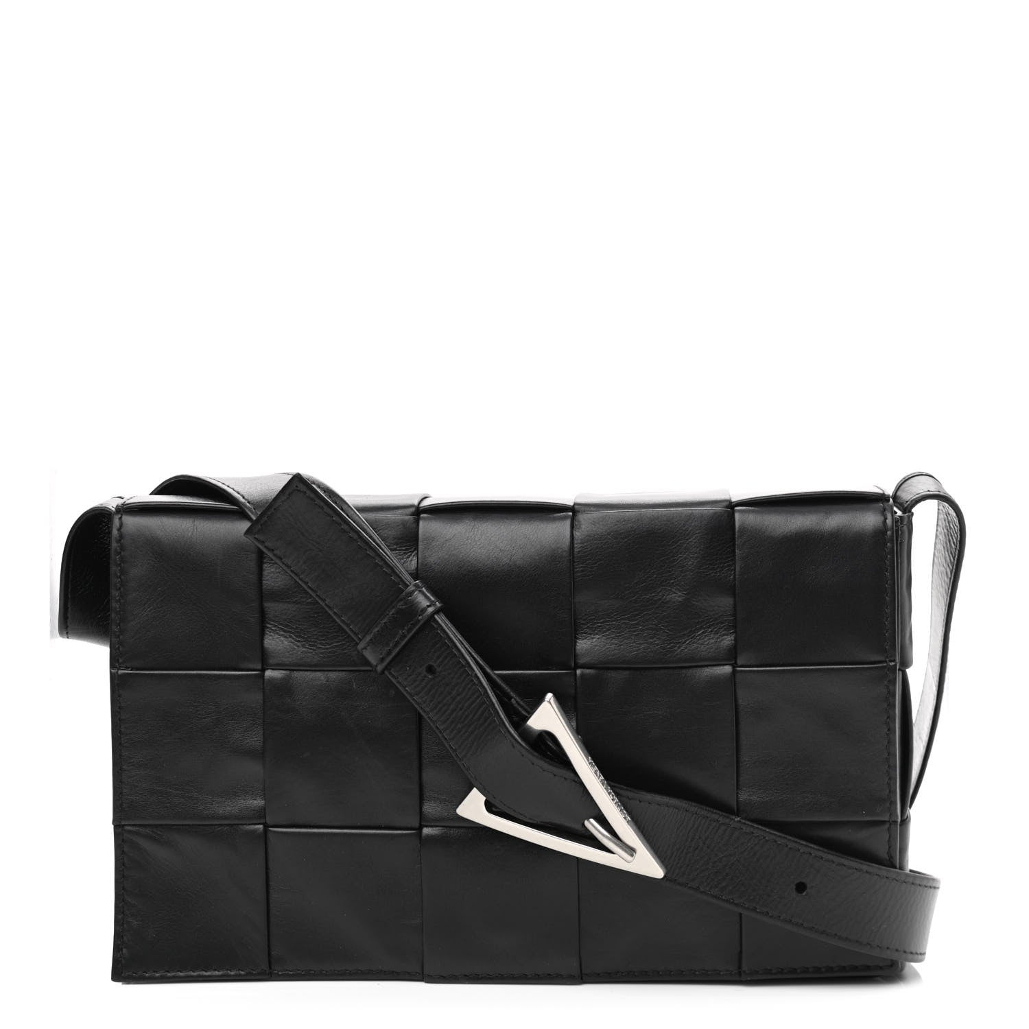 Bottega Veneta Paper Calfskin Maxi Intreccio Cassette Crossbody Bag Black 1 of 9