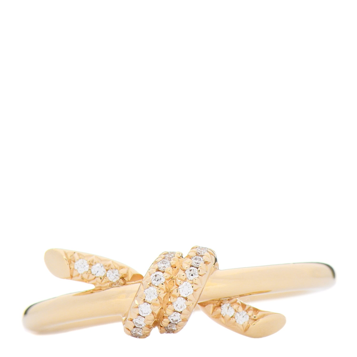 Tiffany 18K Yellow Gold Diamond Small Knot Ring 50 5.25 1 of 5