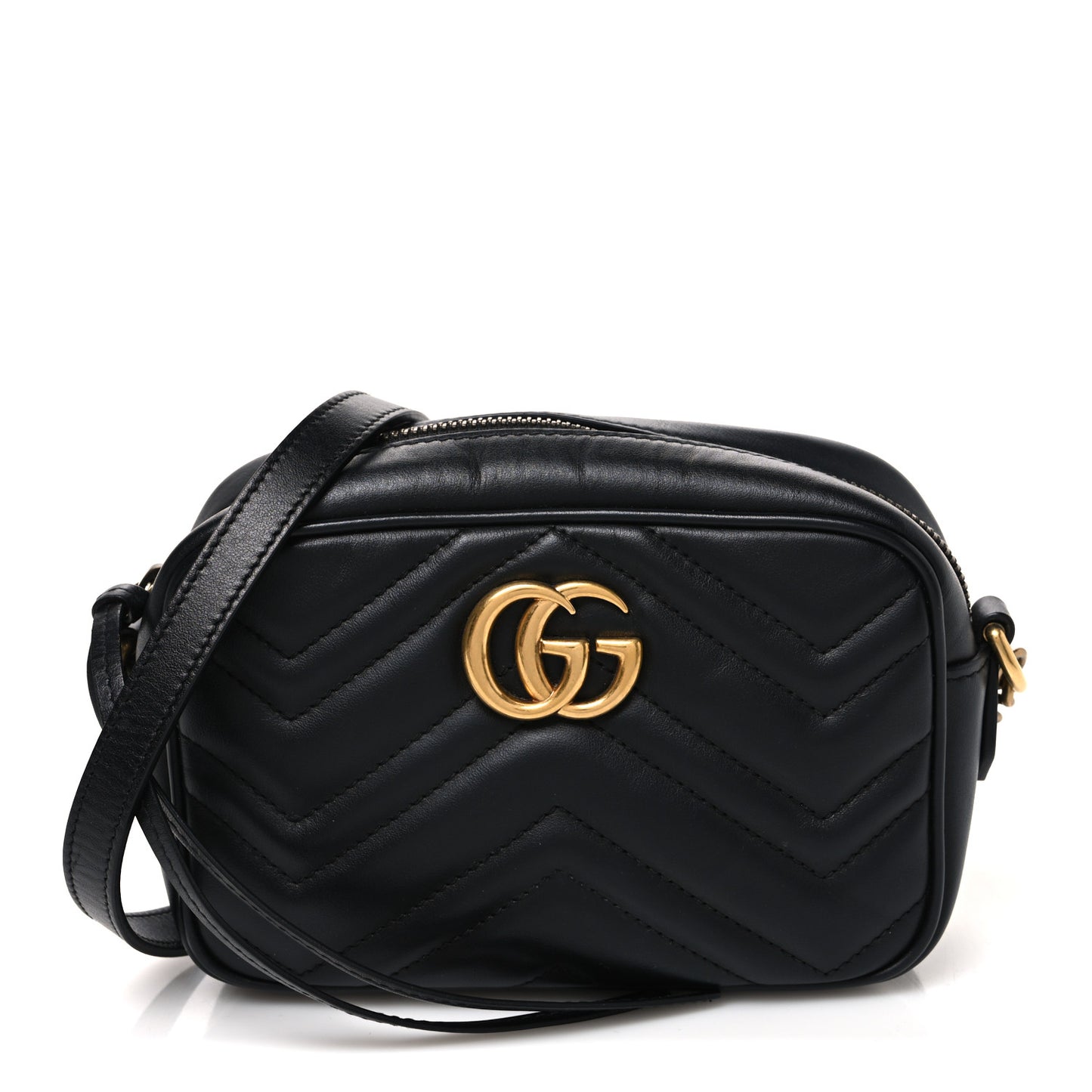 Calfskin Matelasse Mini GG Marmont Chain Shoulder Bag Black