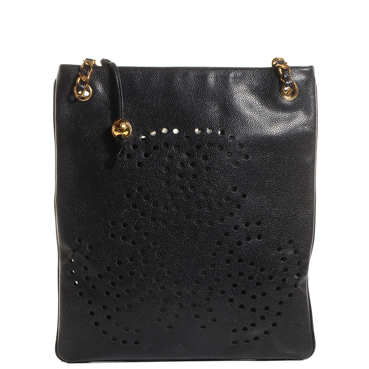 Chanel Caviar Perforated CC Shoulder Bag Black 1 of 8