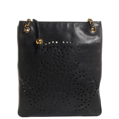 Chanel Caviar Perforated CC Shoulder Bag Black 1 of 8