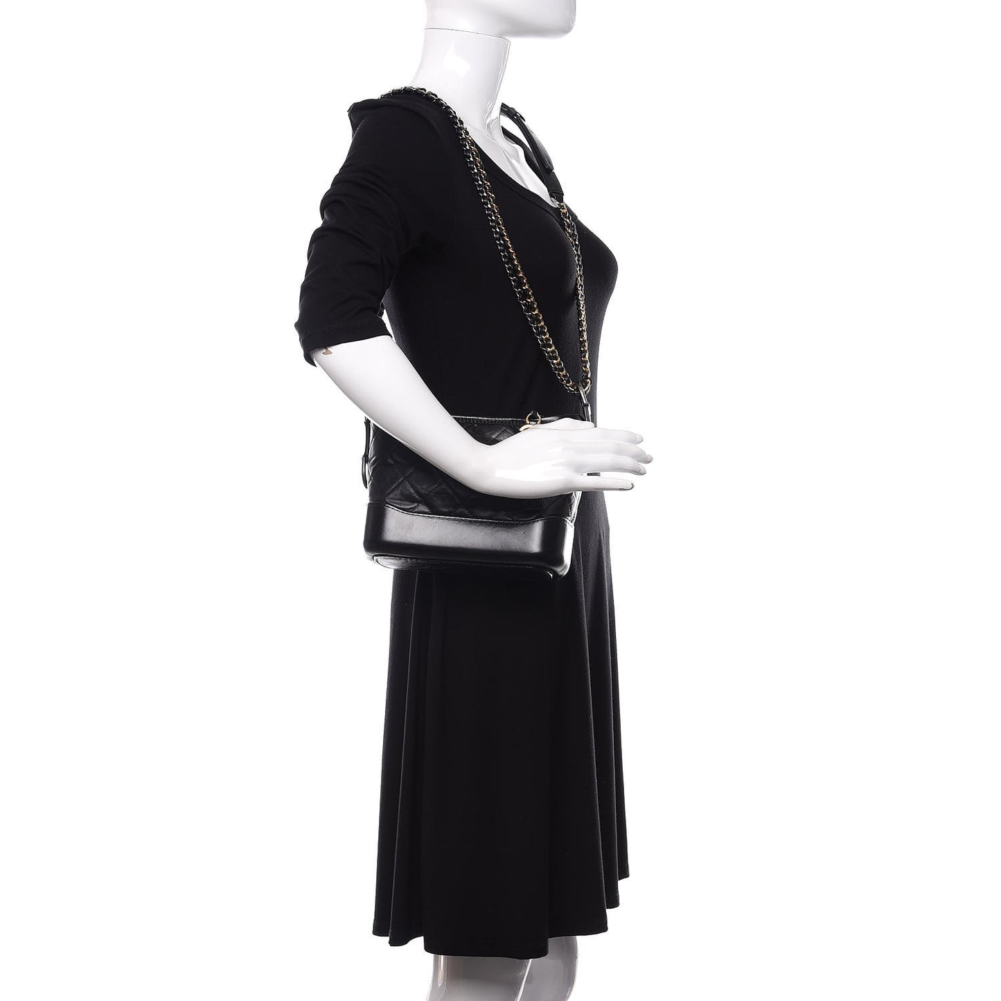 Aged Calfskin Quilted Small Gabrielle Hobo Black