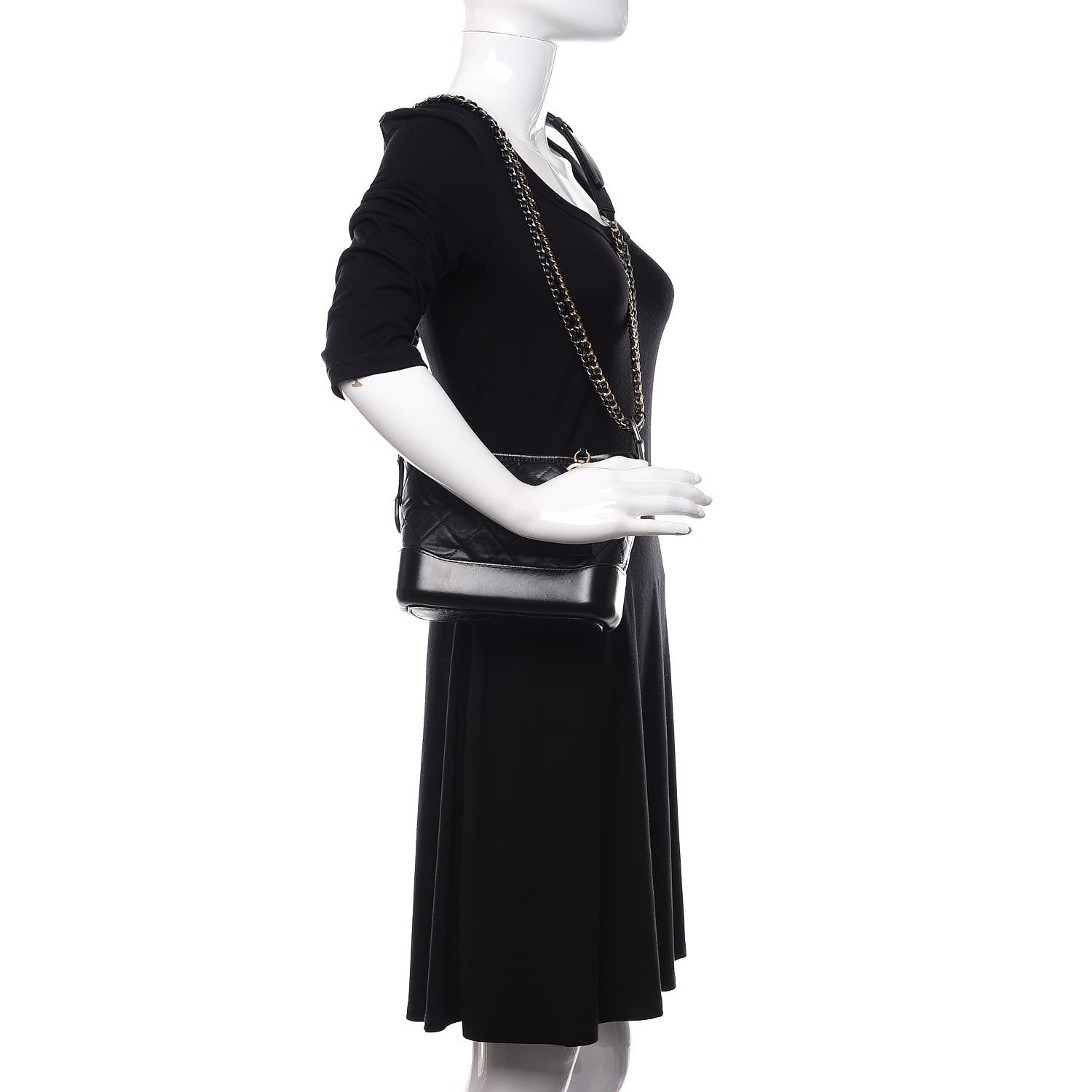 Chanel Aged Calfskin Quilted Small Gabrielle Hobo Black 2 of 11