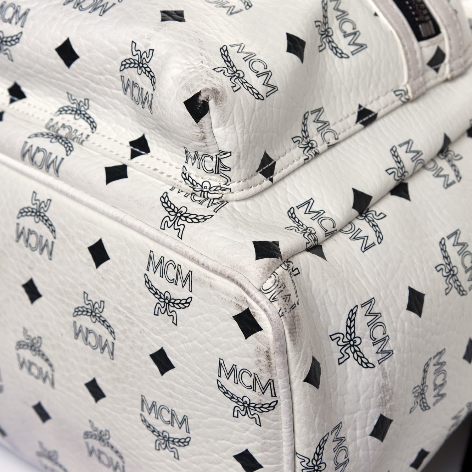 MCM Visetos Medium Studded Stark Backpack White 8 of 10