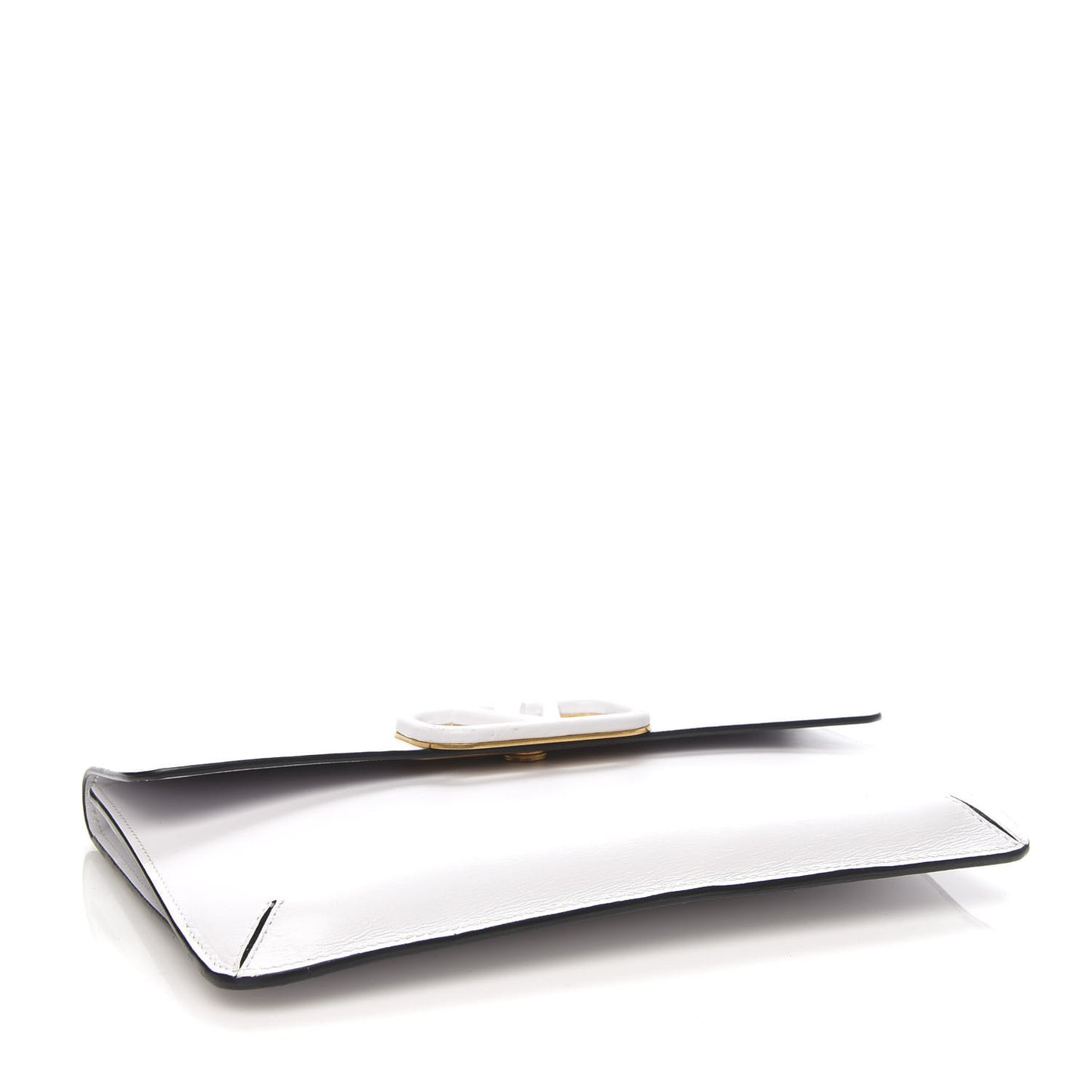 Calfskin Vlogo Envelope Clutch White