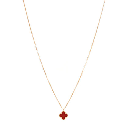 Van Cleef & Arpels 18K Rose Gold Carnelian Sweet Alhambra Pendant Necklace 1 of 6