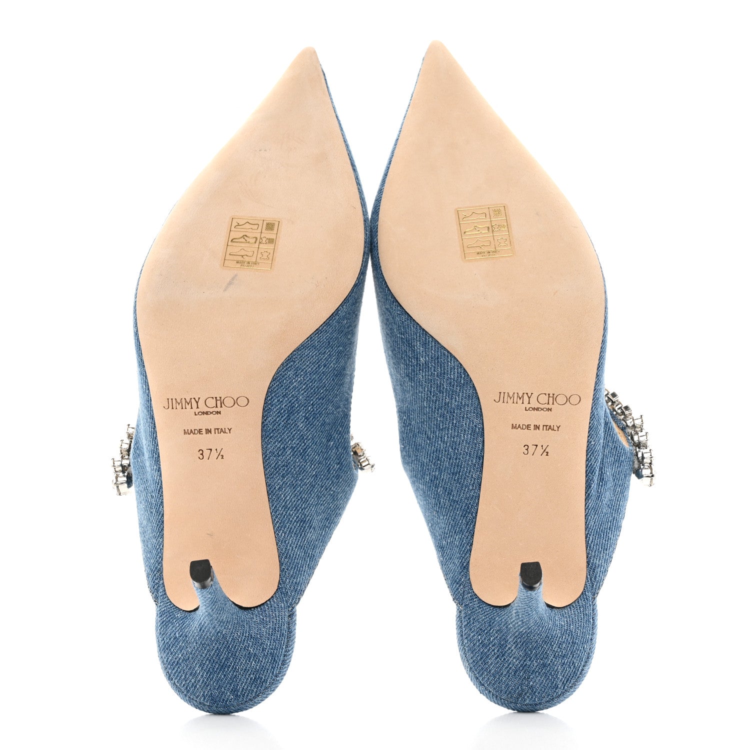 Jimmy Choo Denim Crystal Bing 65 Pumps 37.5 Blue 5 of 7
