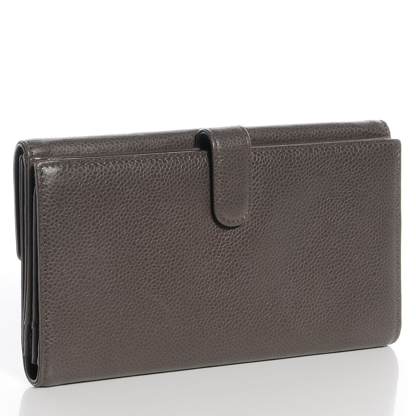 Caviar CC Long Flap French Wallet Dark Grey