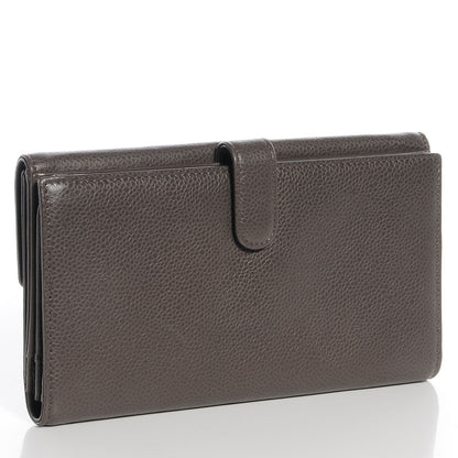 Chanel Caviar CC Long Flap French Wallet Dark Grey 3 of 8