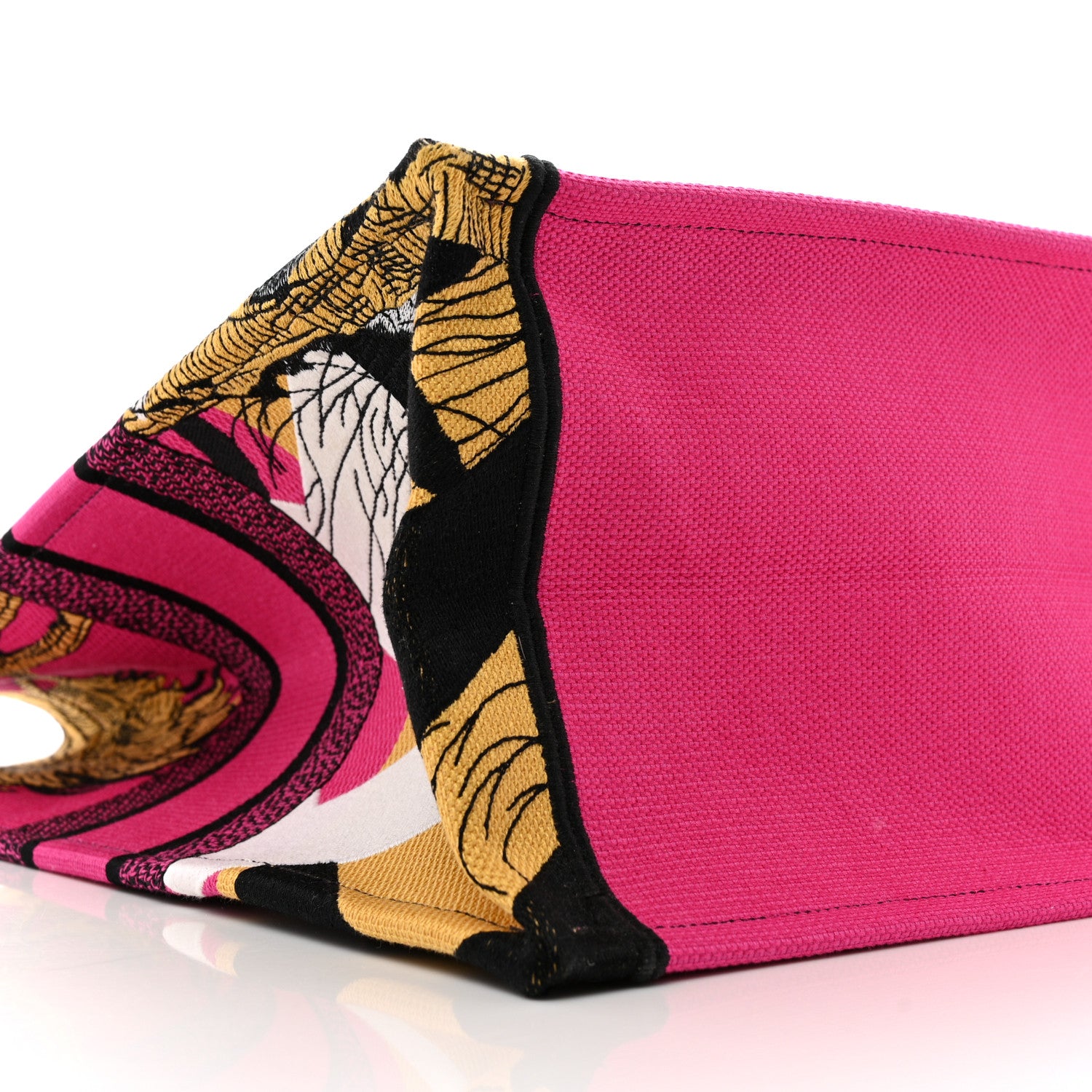Christian Dior Canvas Embroidered Large Jungle Pop Book Tote Fuchsia Multicolor 9 of 13