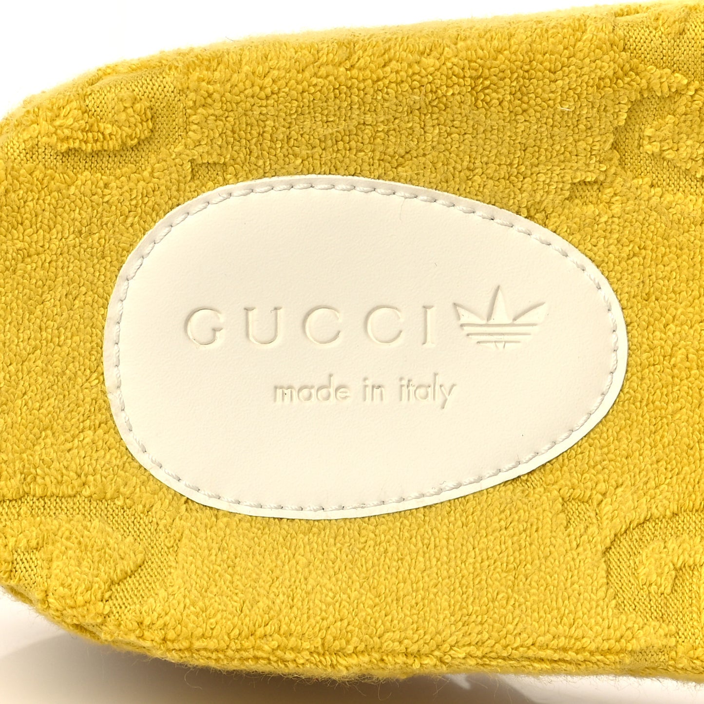 X ADIDAS Terry Cloth Trefoil GG Monogram Womens Platform Sandals 39 Smile Yellow Off White