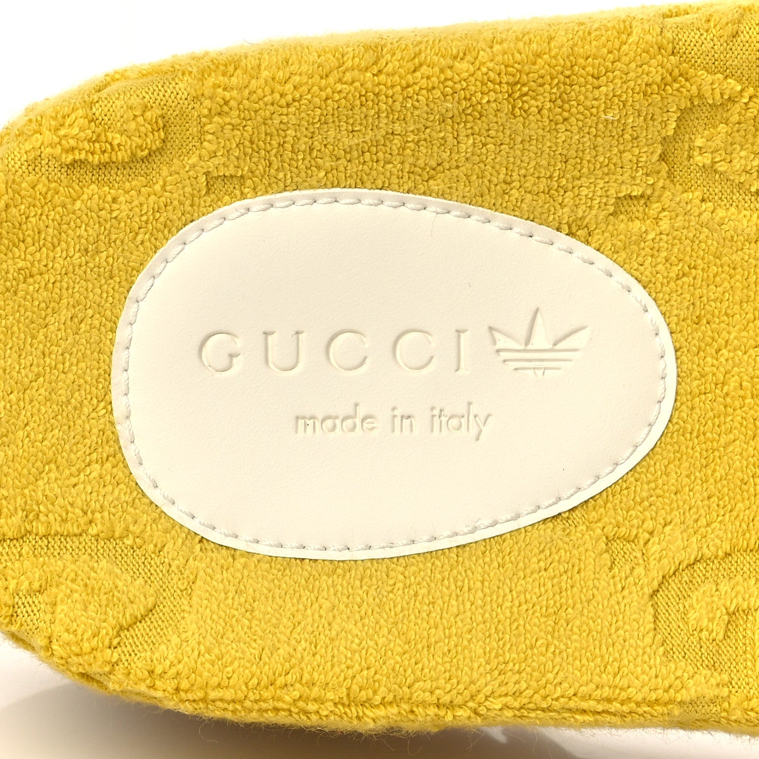 Gucci X ADIDAS Terry Cloth Trefoil GG Monogram Womens Platform Sandals 39 Smile Yellow Off White 7 of 8